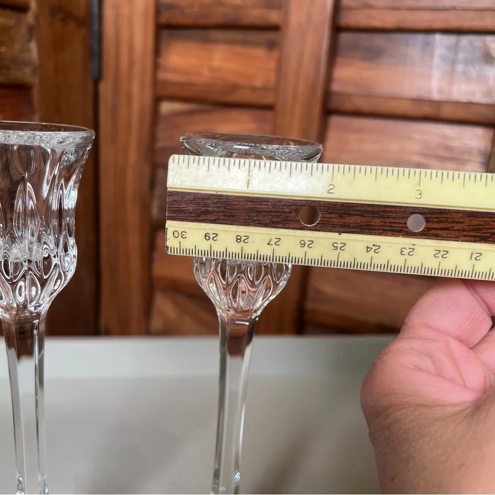 Clear Crystal Candlestick Holders - Pair
